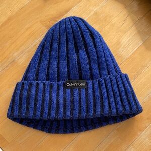 Calvin Klein Striped Blue and Black Beanie